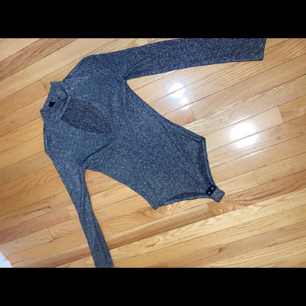 Silver Glitter Peek a Boo Bodysuit